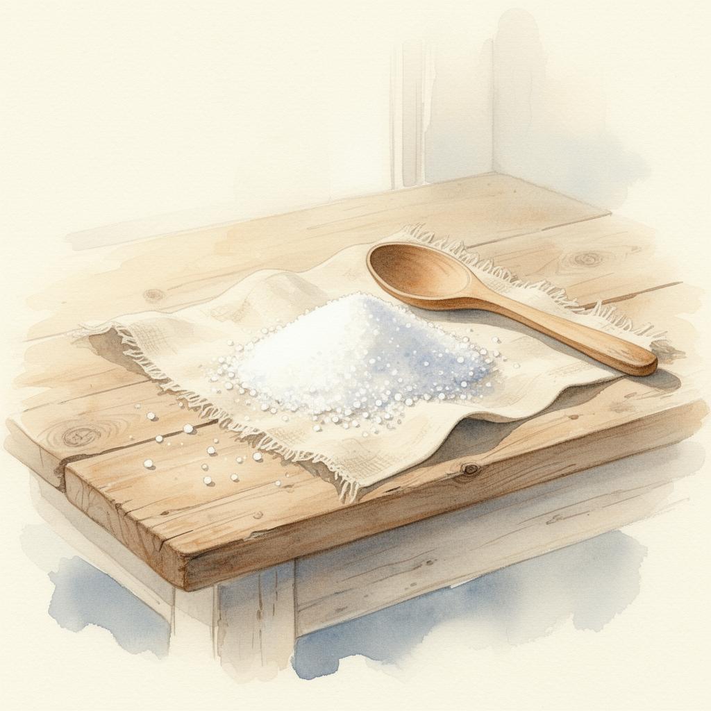 Aquarelle de cristaux de sucre roux sur lin