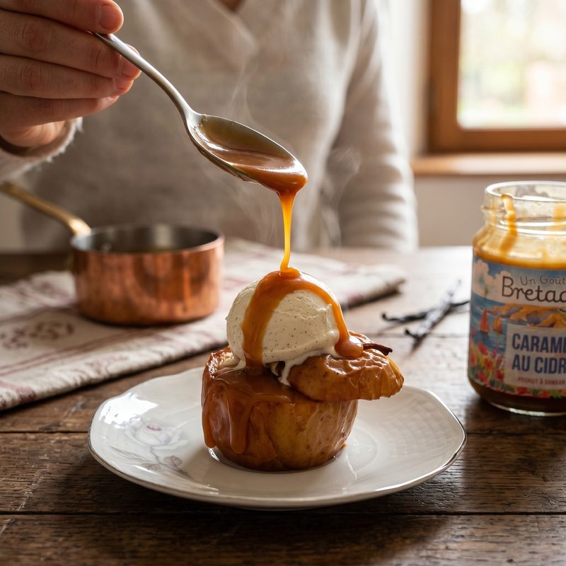 Pommes au four nappées de caramel au cidre